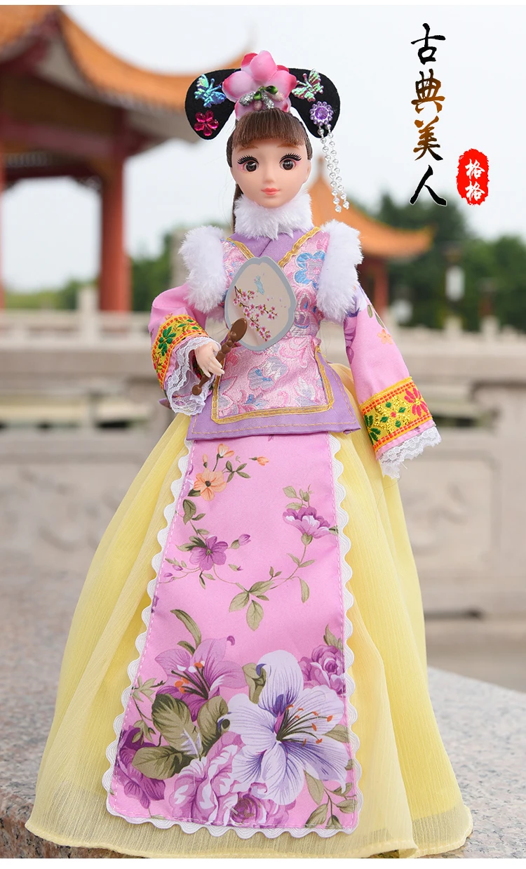2019 new chinese cheongsam evening party gown traditional red flower split skirt clothes for kurhn doll dress accessories