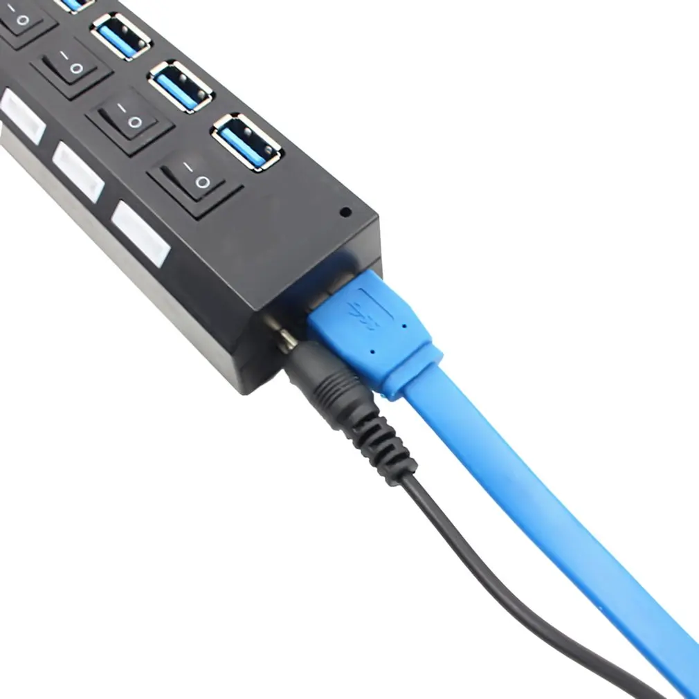 USB 3,0 высокоскоростной концентратор с раздельными семью портами компактный легкий адаптер питания концентратор с питанием