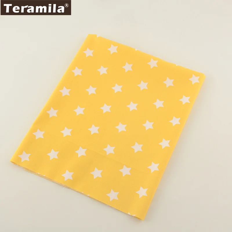 Patchwork Quilting Cotton Fabric Print Star Designs Yellow Twill Fat Quarter Home Textile TERAMILA Material Bed Sheet Tecido|fat quarters|design
