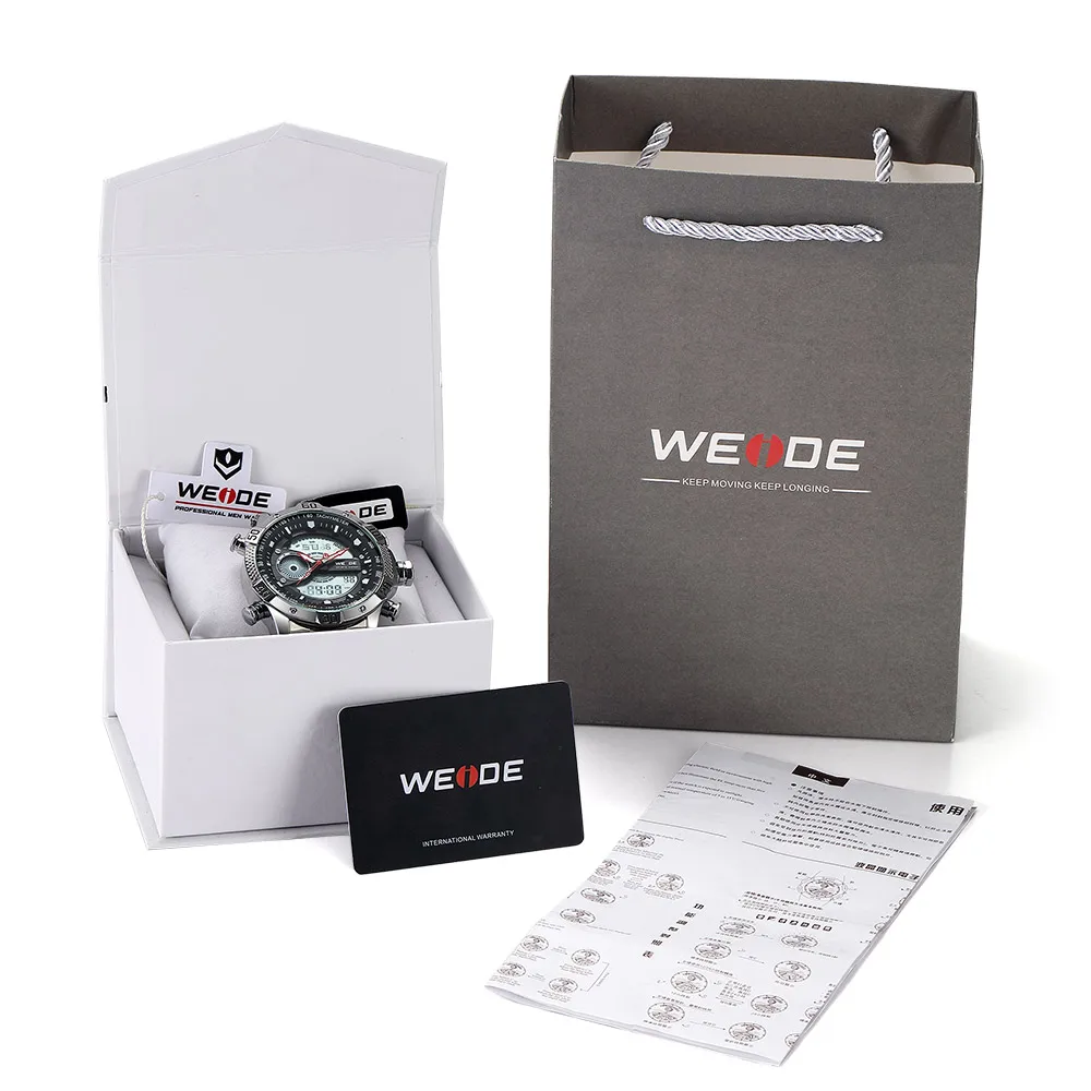 WEIDE Роскошные Брендовые Часы спортивные мужские цифровые из нержавеющей стали Кварцевые часы водонепроницаемые электронная сигнализация часы стимпанк