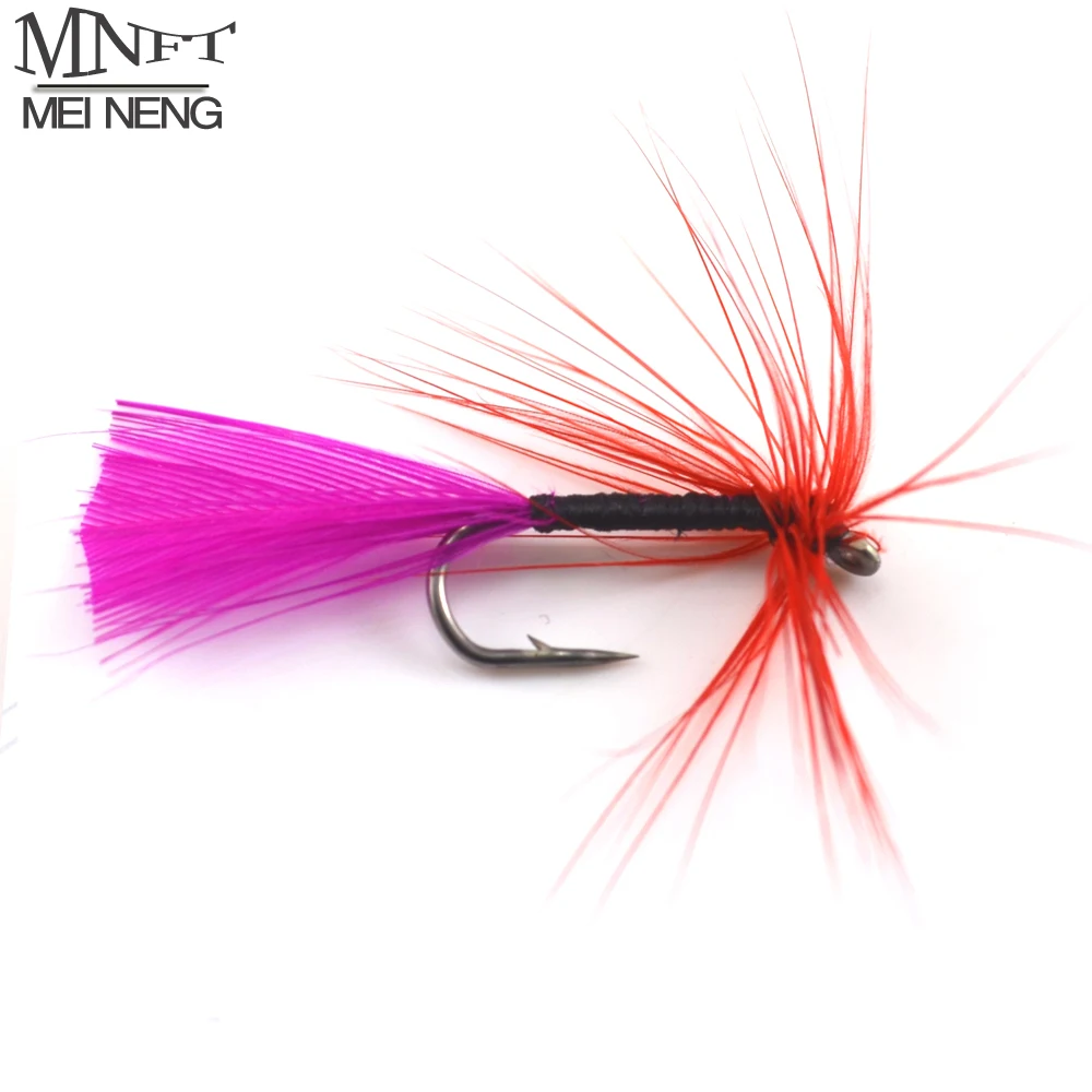 MNFT 10PCS 9# Red Beard Streamer Fly Hose Body Wet Fly Fishing Lures with Rose Red Fan-Shaped Tail Fishing Fly Bait