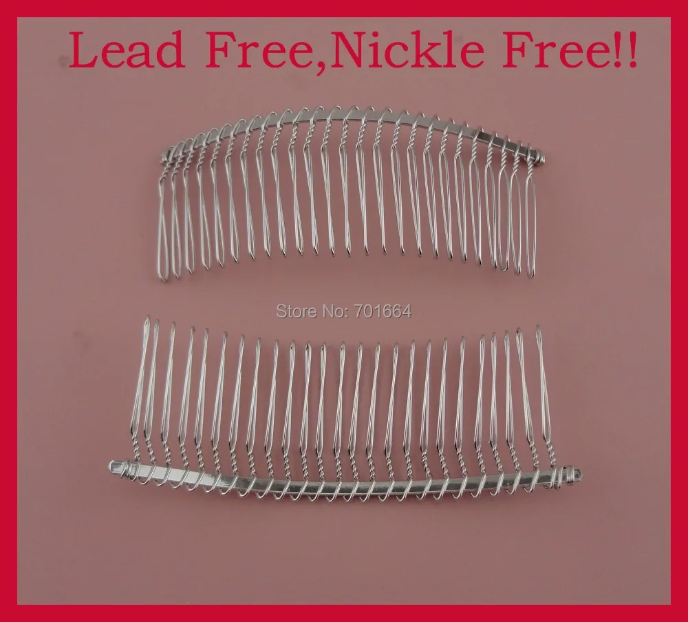 

10PCS Silver 25teeth Plain Metal Hair Combs for bridal hair accessories twisted side comb at lead free and nickle free