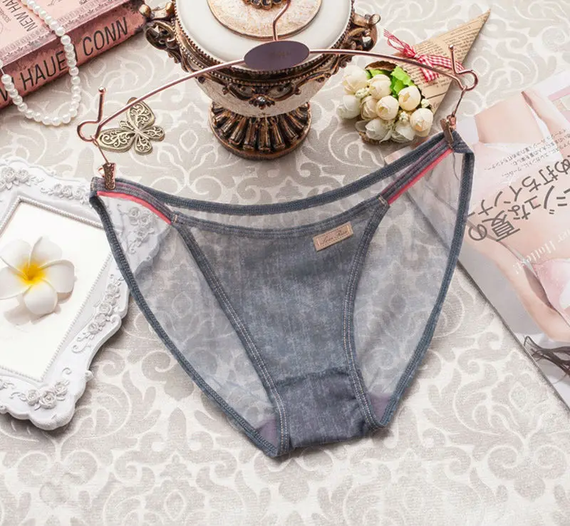 Кружевные сексуальные женские трусики blloobeel джинсовое нижнее белье ажурные