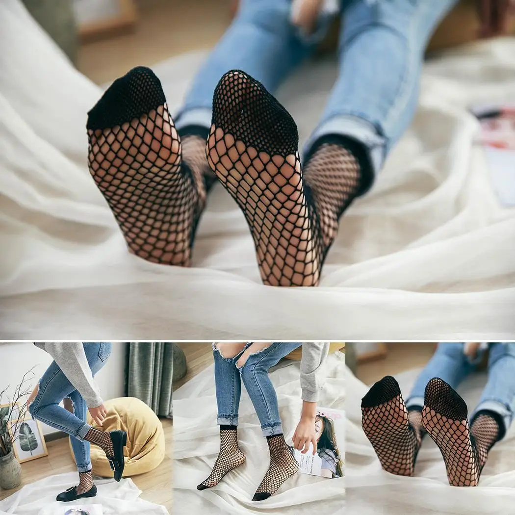 Новые женские сексуальные Модные ажурные сетчатые прозрачные короткие носки
