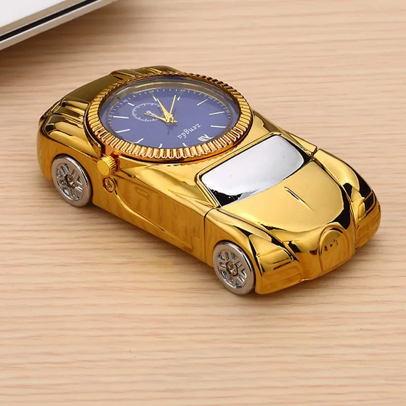 2 в 1 часы Зажигалка спортивный автомобиль Форма Электрический зарядка через USB