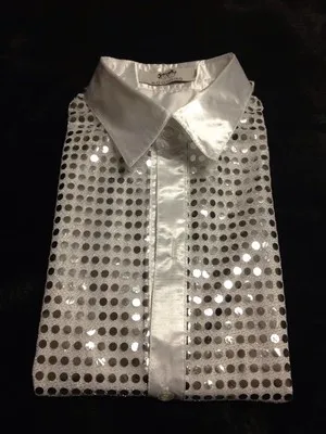 Детская рубашка для шоу со сверкающими блестками сценические костюмы мужская
