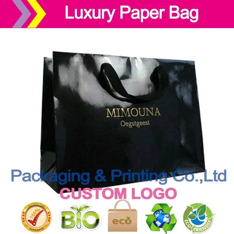 Роскошный бумажный пакет-Индивидуальный размер логотип бренда количество MOQ500pcs