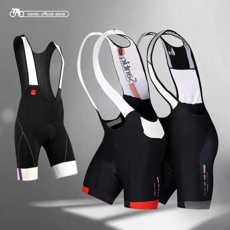 Santic Men Cycling Bib Shorts MTB Padded Breathable Mesh Mountain Road Bicycle Bike Short Cycling Bib Short mtb Ciclismo