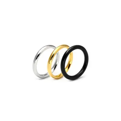 C Black 3.0mm HUANZHI Новое титановое стальное гладкое три цвета обручальное кольцо для пары для женщин аксессуары для девочек простые ювелирные подарки - Цвет основного камня: C Black 3.0mm