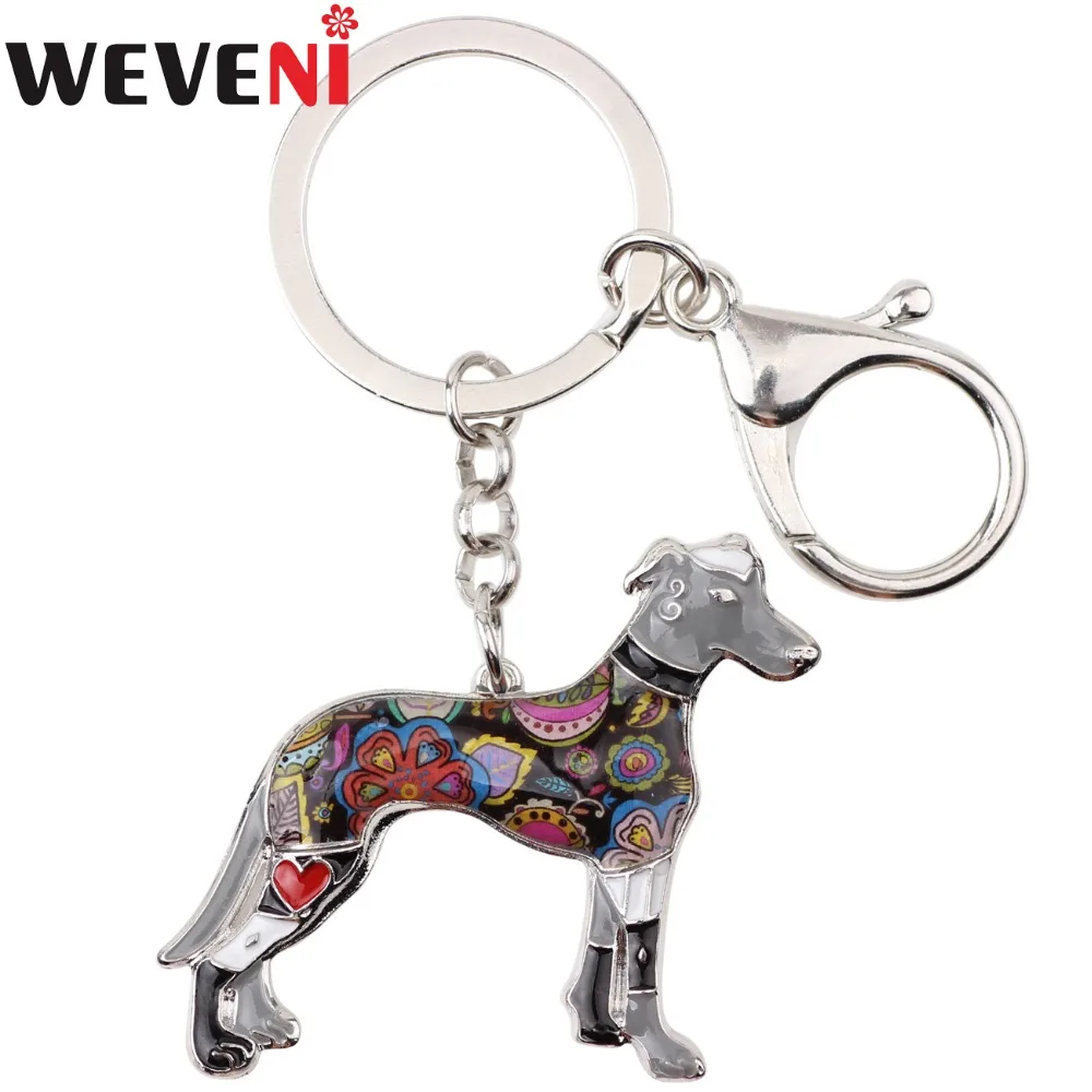 WEVENI Эмаль сплав Galgos собака породы борзая брелок для ключей сумка Шарм милые модные ювелирные изделия для женщин мужской автомобиль брелок заявление