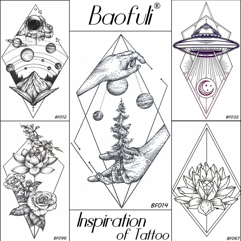 Временная Геометрическая Вселенная Татуировка BAOFULI водонепроницаемые