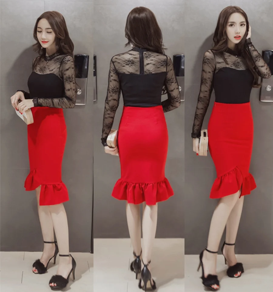 Женская офисная юбка-карандаш до колена элегантная привлекательная облегающая