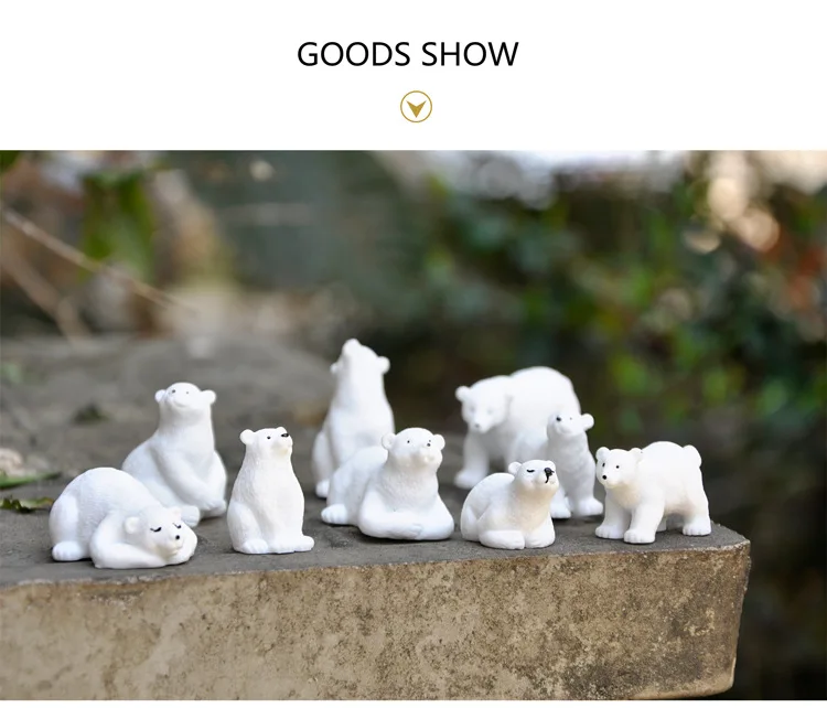 BAIUFOR Animal Miniatures Polar Bear White Lovely Mother Bear Keychain Material Terrarium Figurines DIY Fairy Garden Decor