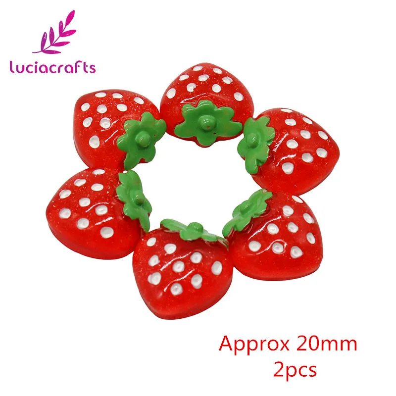 Approx 20mm 2pcs 2 шт./Букет невесты 6 штук в партии 24 шт. в форме земляники из смолы кабошон аксессуары для скрапбукинга F1314 - Цвет: Approx 20mm 2pcs
