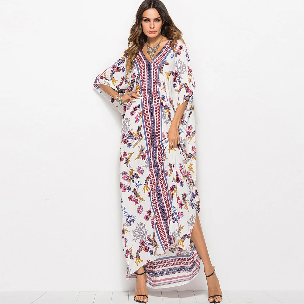 Для женщин Макси платья Boho моды Цветочный принт Весна Путешествия пикантные вечерние праздничные летние