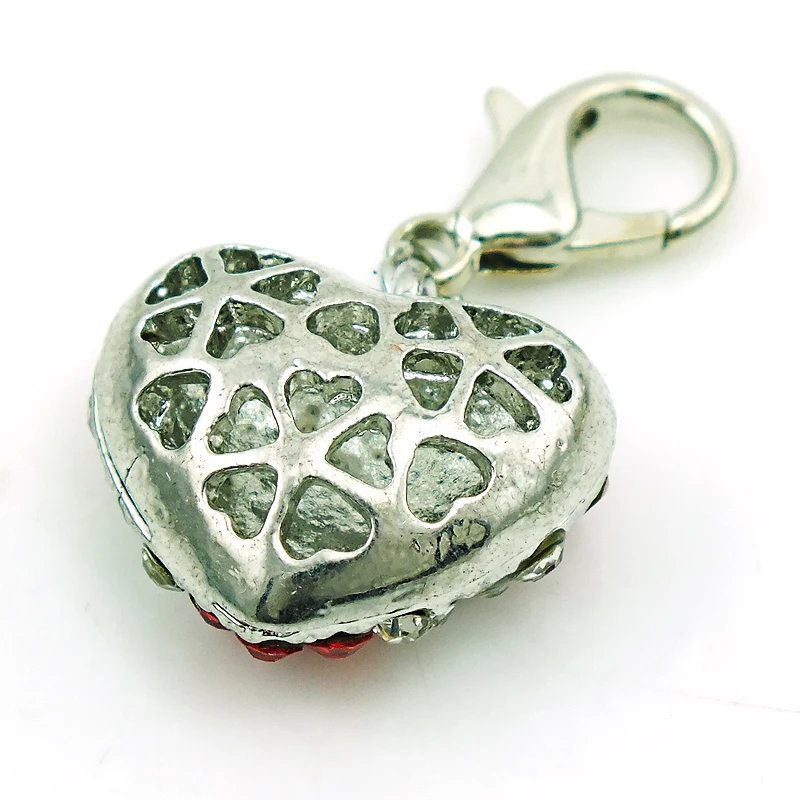 JINGLANG 50 pieces/Lot Charm With Lobster Clasp Dangle Rhinestone Peach Heart Pendants DIY Charms For Jewelry Making Accessories | Украшения