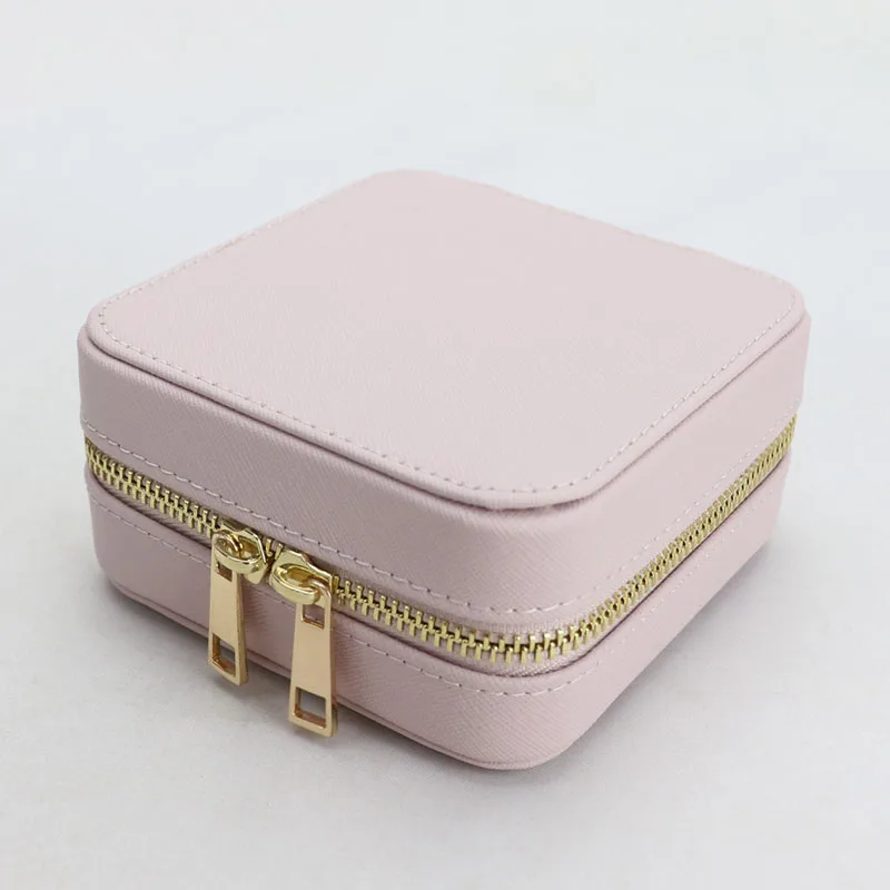 saffiano pink Заказная коробка для ювелирных изделий в Корейском стиле для девушек, переносной чехол из натуральной кожи для серег, колец, многофункциональная коробка для хранения ювелирных изделий - Цвет: saffiano pink