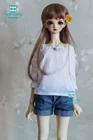 Одежда для кукол BJD, подходит для кукол BJD 60 см 13, модная белая рубашка с подтяжками + джинсовые шорты
