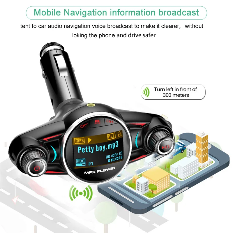 ACCNIC стильный fm-модулятор Громкая связь комплект беспроводной связи bluetooth для автомобиля TF USB музыкальный приемник Adatper fm-передатчик MP3 музыкальный плеер