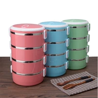 stainless steel bento lunch box kids food container round shape portable picnic box upgraded reinforced version