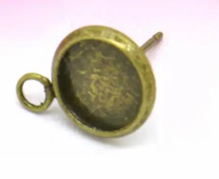 antique bronze 20 шт. цвета: золотистый, серебристый круглый стад закрепка в серьге Post серьги с петелькой повесить пустые серьги Камея База Стекло Кабошоны Настройки - Цвет: antique bronze