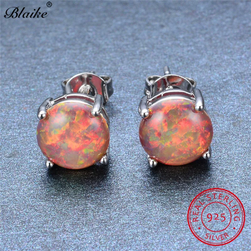 Женские круглые серьги гвоздики Blaike ювелирный камень из стерлингового серебра 925