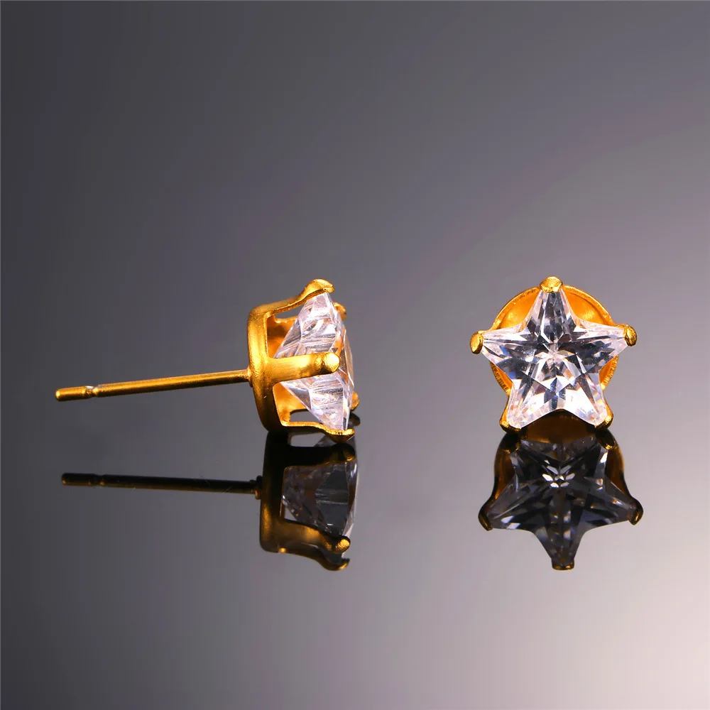 U7 Новые Звезда Серьги Гвоздики Для Женщин Из Нержавеющей Стали/ Позолоченный 3