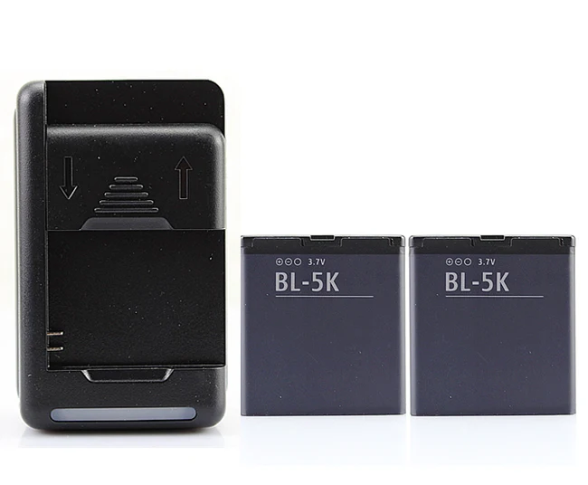 2x1200 мАч BL 5K батарея с настенным зарядным устройством для Nokia N85 N86 N87 8MP 701 X7 00 C7