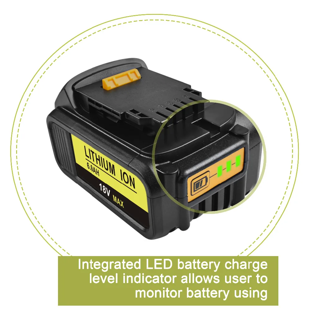 Bonacell 6000 мАч 20 в 2 упаковки для электроинструмента Dewalt Аккумулятор DCB182 DCB201 DCB180