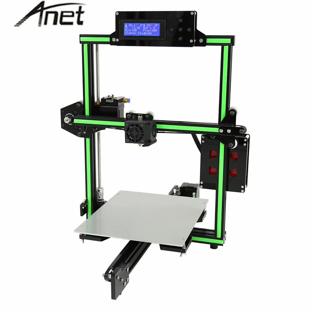 2018 Anet E2 низкий уровень шума Металлический 3d принтер 22*27*22 см размер сборки lcd 2004