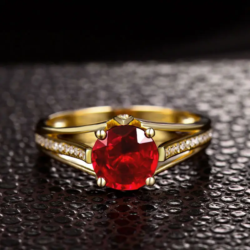 Кольцо из желтого золота 14 к с рубином 7 мм|ring design|ring foryellow gold diamond |