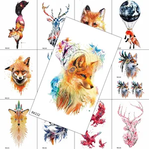3D Ловец снов, лиса, Временные татуировки, наклейки, лиса, поддельные водостойкие татуировки, акварельные бабочки для мужчин, женщин, детей, боди-арт, татуировки