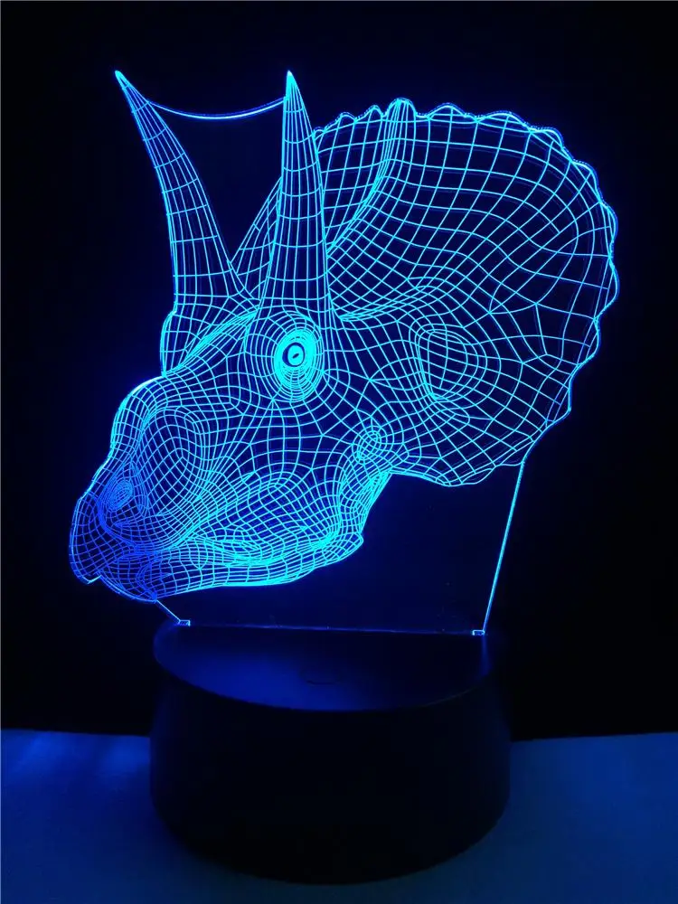 Новый Животный 7 цветов меняющий 3D USB светодиодный светильник Ngau Tau Rhino Роговая