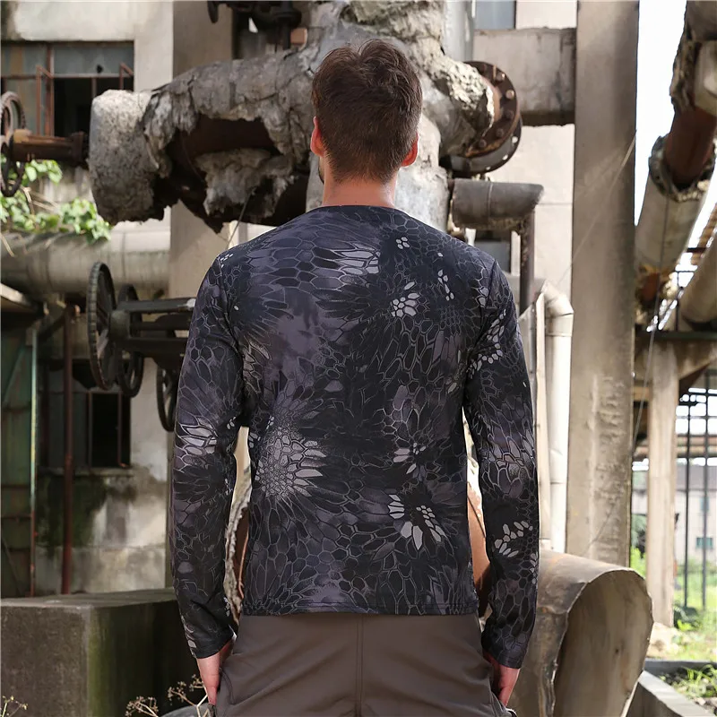 Мужская тактическая камуфляжная футболка в стиле милитари дышащая