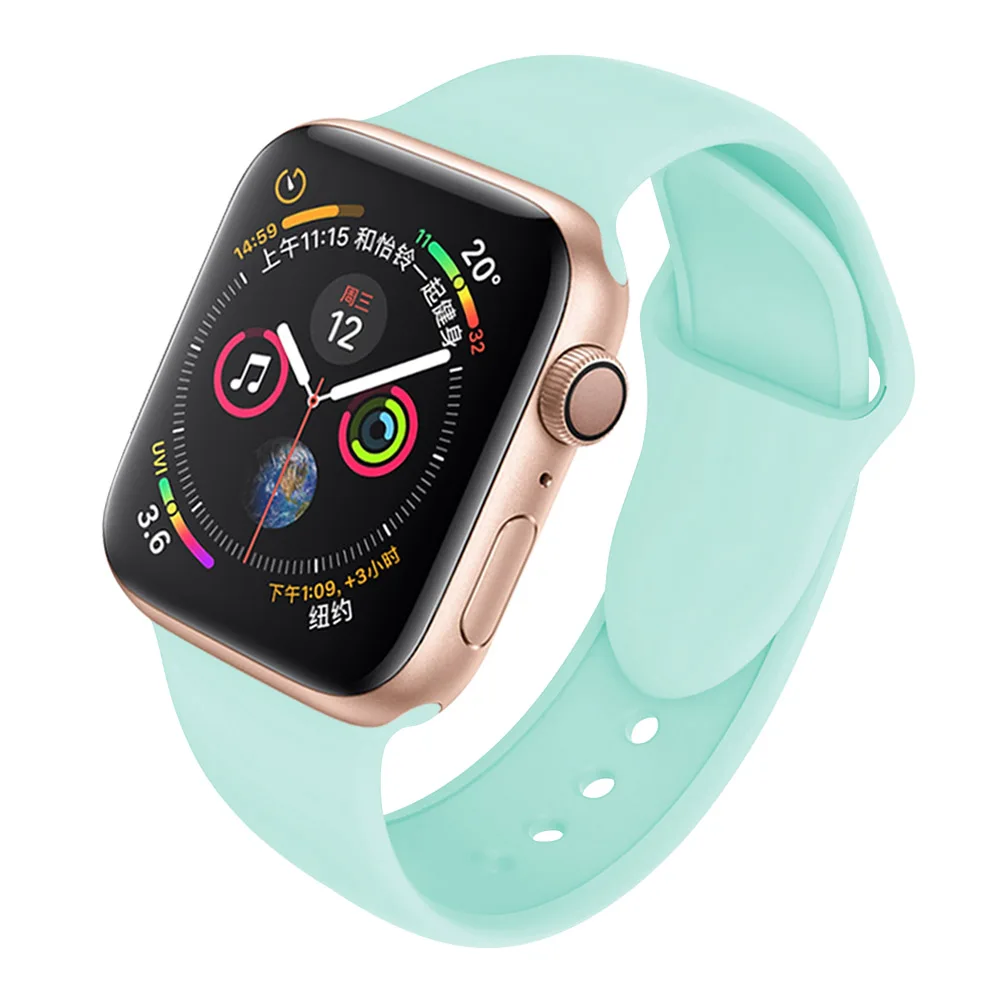 Mint Green Ремешок SCELTECH для apple watch band 4 3 Iwatch band 38 мм 42 мм для apple watch ремешок 44 мм 40 мм спортивный силиконовый браслет ремешок для часов - Цвет: Mint Green