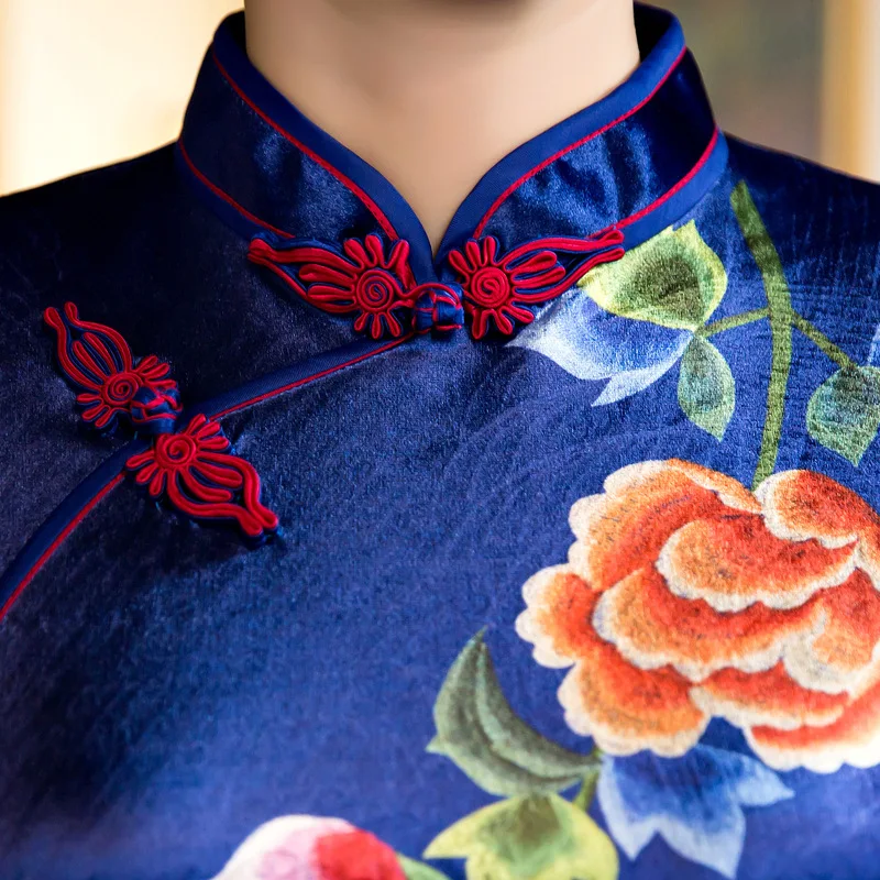 Chinese cheongsam short qipao velvet print slim vintage women oriental dresses tradicional party wedding Bride dresss M-XXXL |