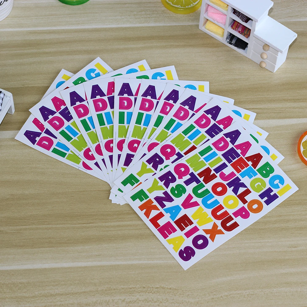 10 sheets/pack Letter Stickers Alphabet Scrapbooking Decoration Name Sticker Photo Album Decor Planner Decals Kids Toys | Дом и сад