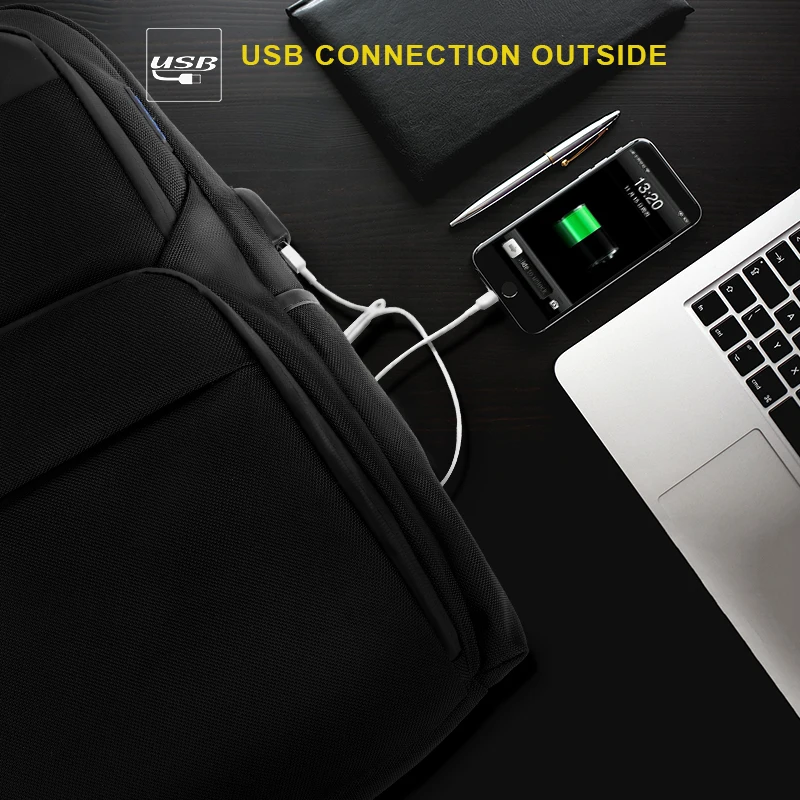 Men's Shoulder Bag Gray Color Laptop Large Capacity Travel USB Charging Smart Backpack Waterproof Nylon B00120 | Багаж и сумки