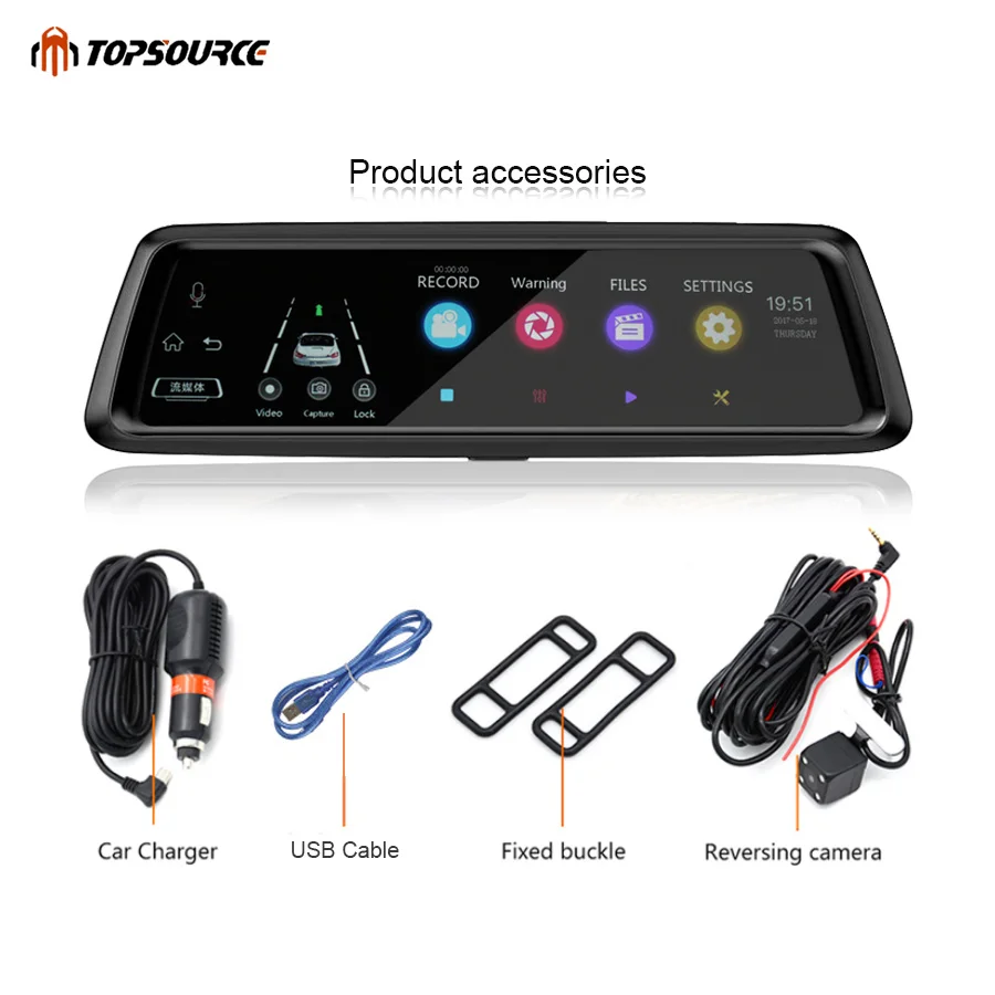 Topsource тире Камера 3g/4G 10 &quotips Dvr автомобиля HD 1080 P Двойной объектив