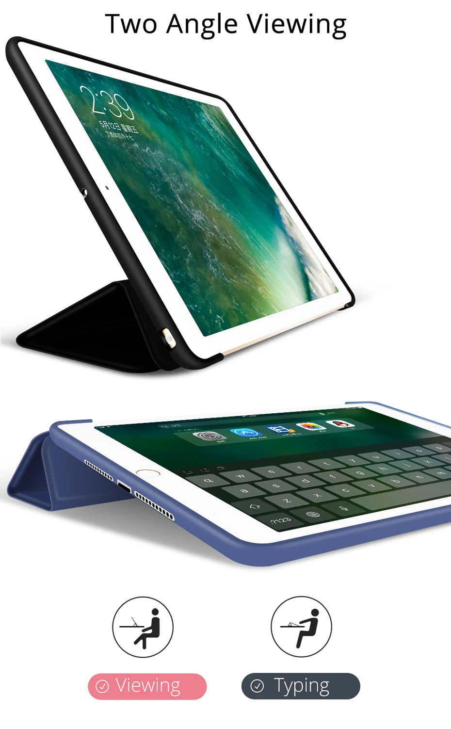 Умный чехол для iPad 9,7 с магнитной подставкой из искусственной кожи, силиконовый мягкий чехол на заднюю панель для iPad, чехол 6-го 5-го поколения
