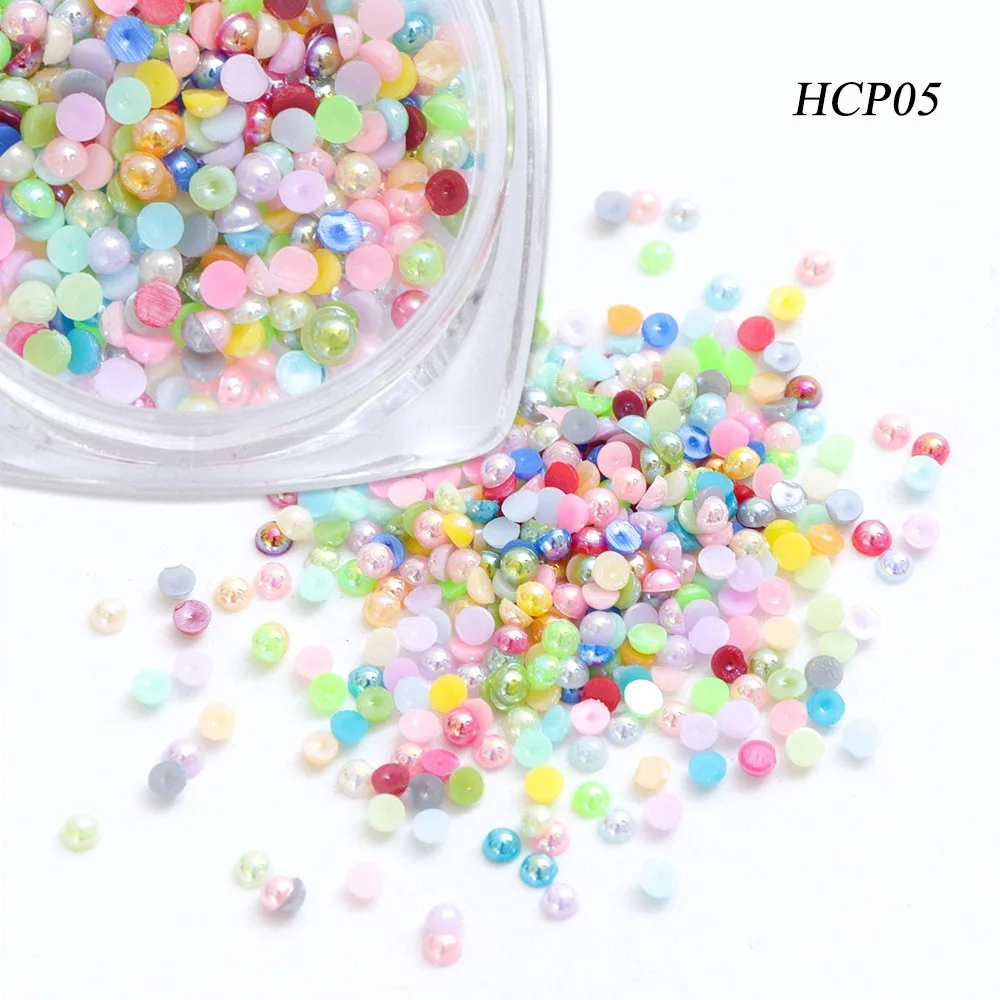 1 коробка белый AB ногтей жемчуг блеск ногтей Стразы Круглый шарик Русалка цвет радуги украшения ногтей художественные талисманы LAHCP01-12