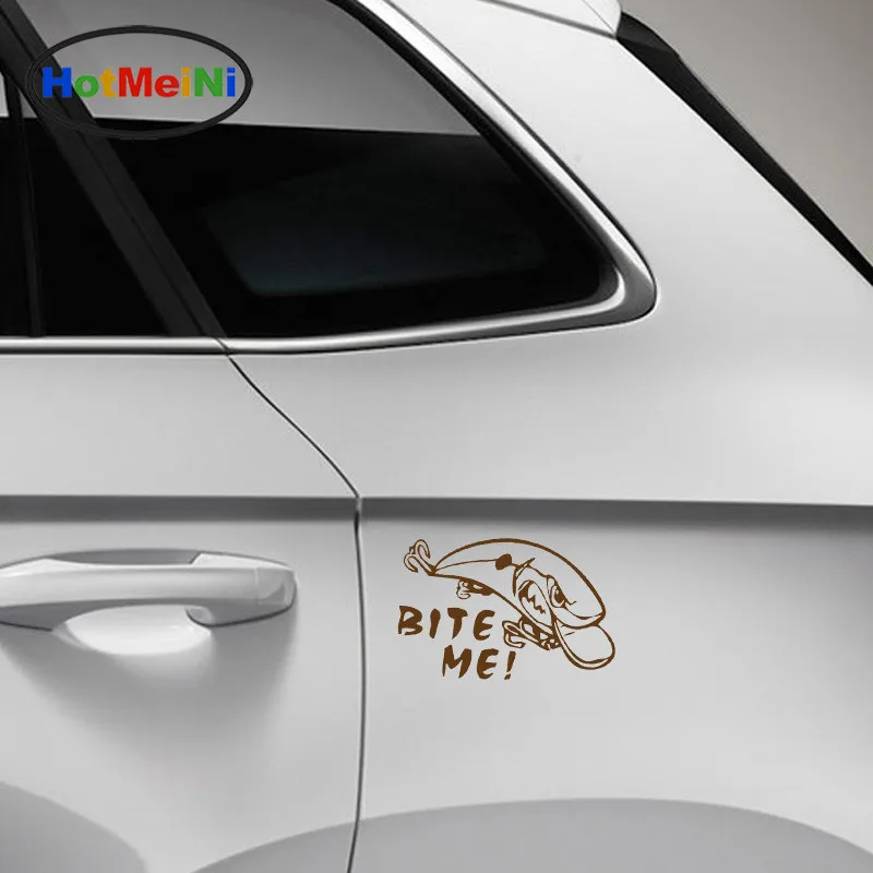 HotMeiNi Bite Me кривошипная приманка наклейка снасти рыболовный наружный Винил Автомобильный стикер автомобильные наклейки аксессуары Черный Серебряный 12,5 см* 8 см