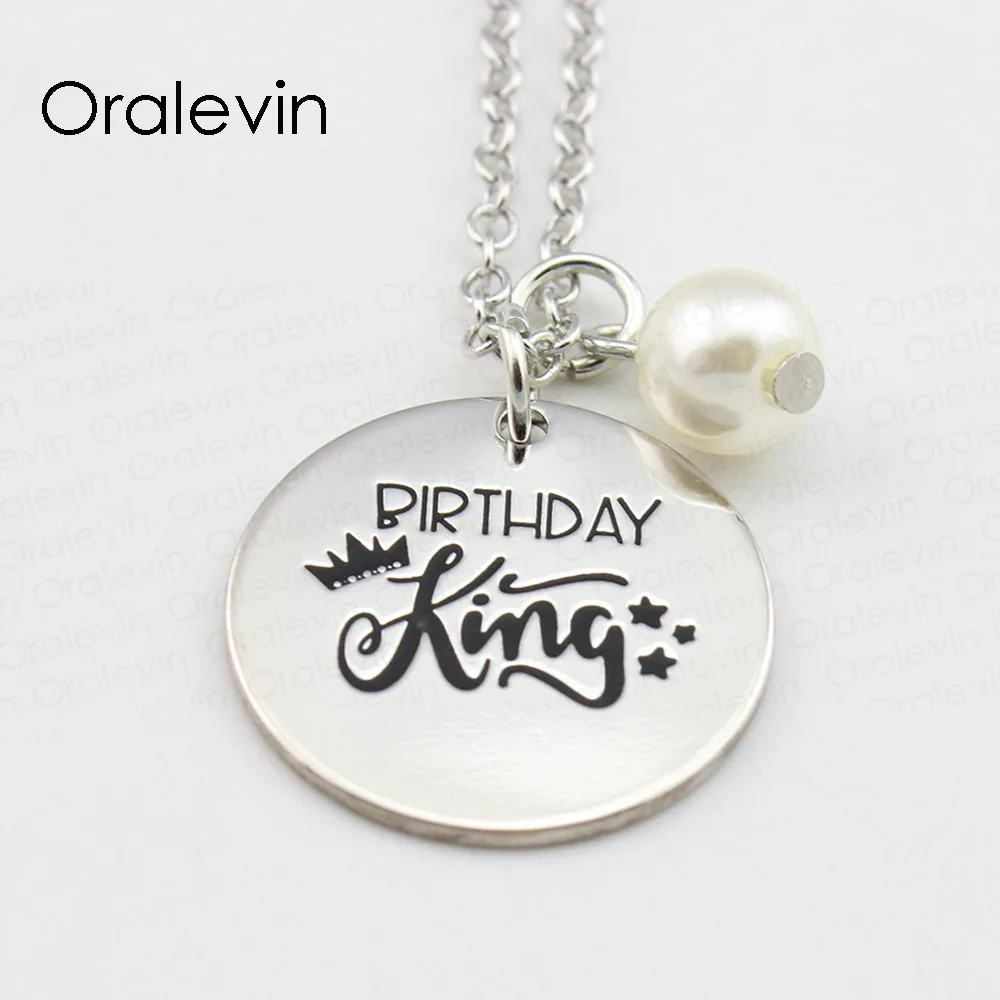 Мода День Рождения король вдохновляющие ручной гравировкой аксессуары амулеты