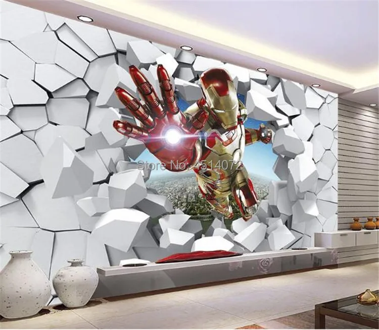 3D обои с изображением Железного человека, гигантские настенные фрески, классные фото обои для мальчиков, декор для комнаты, ТВ, фон для стен, спальни, прихожей, детской комнаты