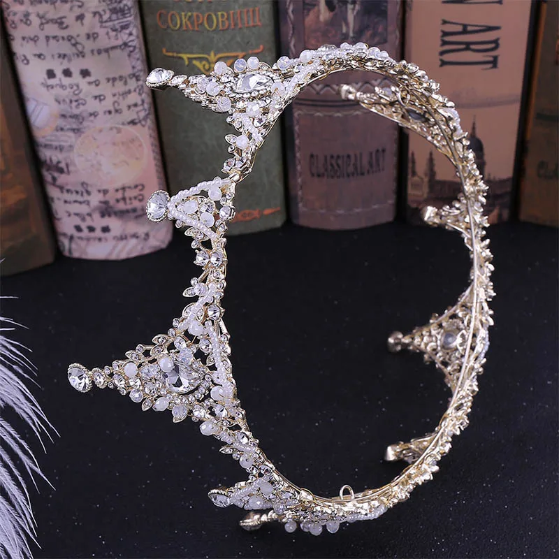 Винтажные тиары Ручной Работы Стразы золотого цвета с кристаллами свадебные
