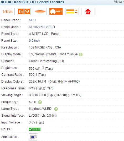 NL10276BC13 01 NEC 6 5 дюйма промышленный ЖК дисплей и плата драйвера VGA|Экраны| |