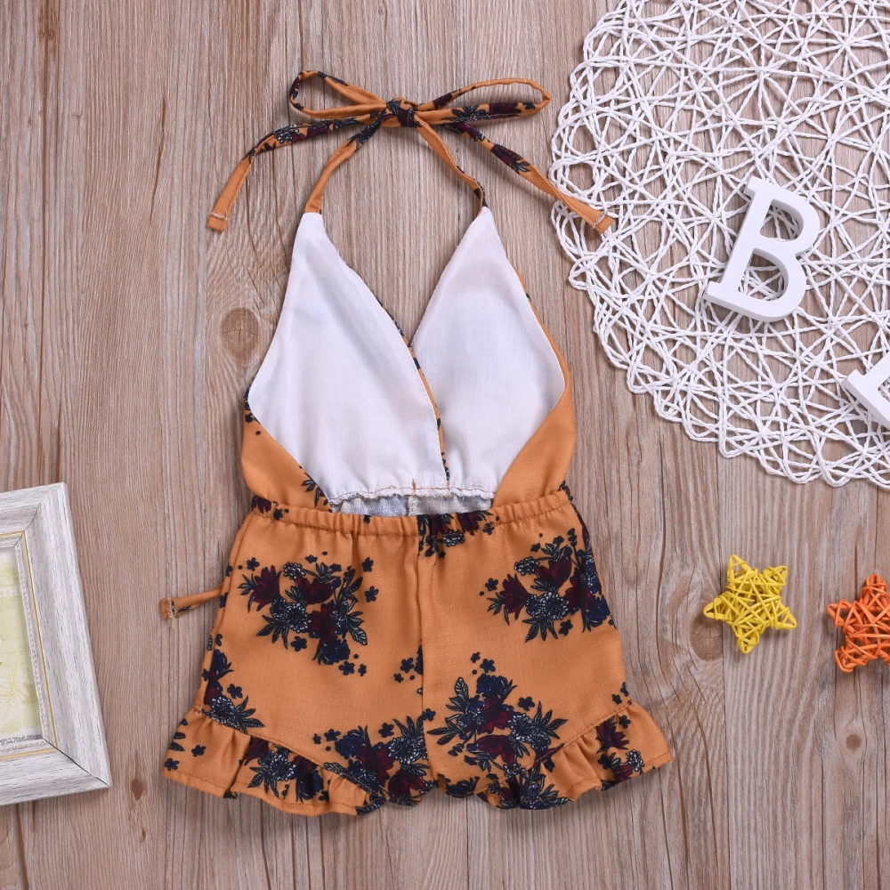Одежда для малышей с цветочным узором девочек ремешок комбинезона Детские