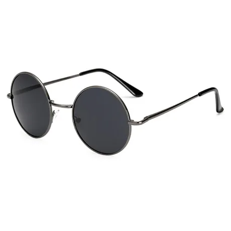 JAXIN Okulary Ретро Круглые Солнцезащитные очки мужские модные красивые черные солнцезащитные очки женские брендовые дизайнерские классические зеркальные UV400 - Цвет линз: Gun ash
