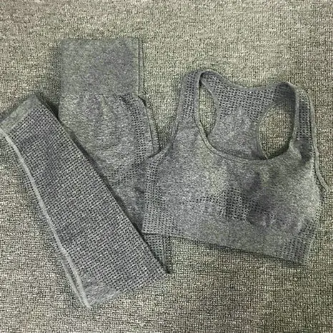 Dark Gray Vital, бесшовный комплект для йоги, женская одежда для фитнеса, спортивная одежда, женские леггинсы для спортзала, колготки, мягкий пуш-ап спортивный бюстгальтер, 2 шт., спортивные костюмы - Цвет: Dark Gray