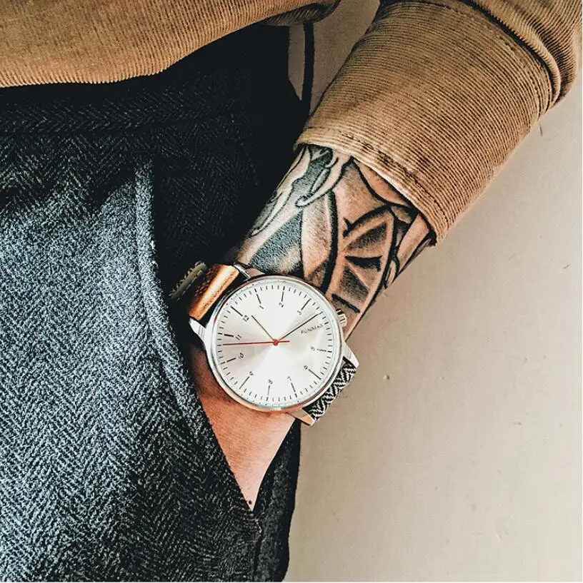 Топ бренд из натуральной кожи мужские кварцевые часы Лакшери wo